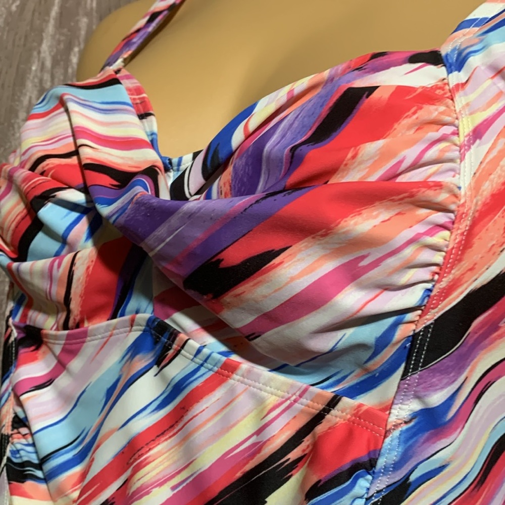 Swimsuits For All Multicolor Striped Swim Top - Picture 8 of 16